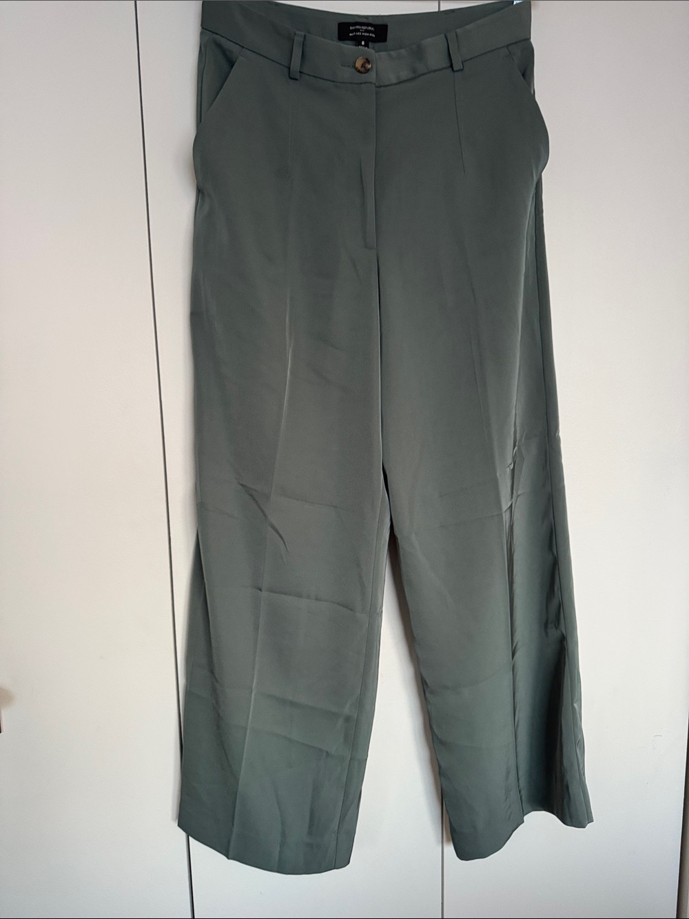 Banana Republic Wide Leg High-Waist Trousers - Sage Green